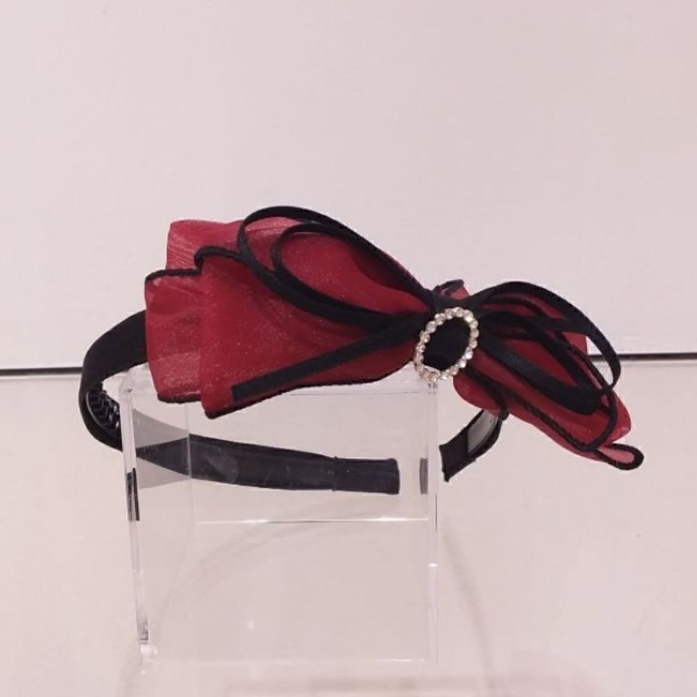 Red bow Alice band with diamante detail